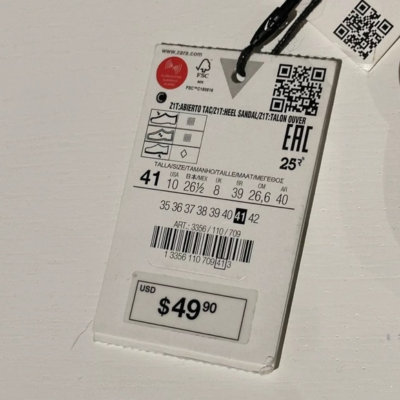 Zara Tan Neoprene Heel Sandals Size 41 - Picture 8 of 9